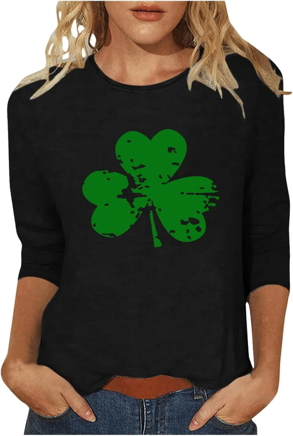 Женская футболка с трилистником Saint Patrick's Tunic Tops, Black