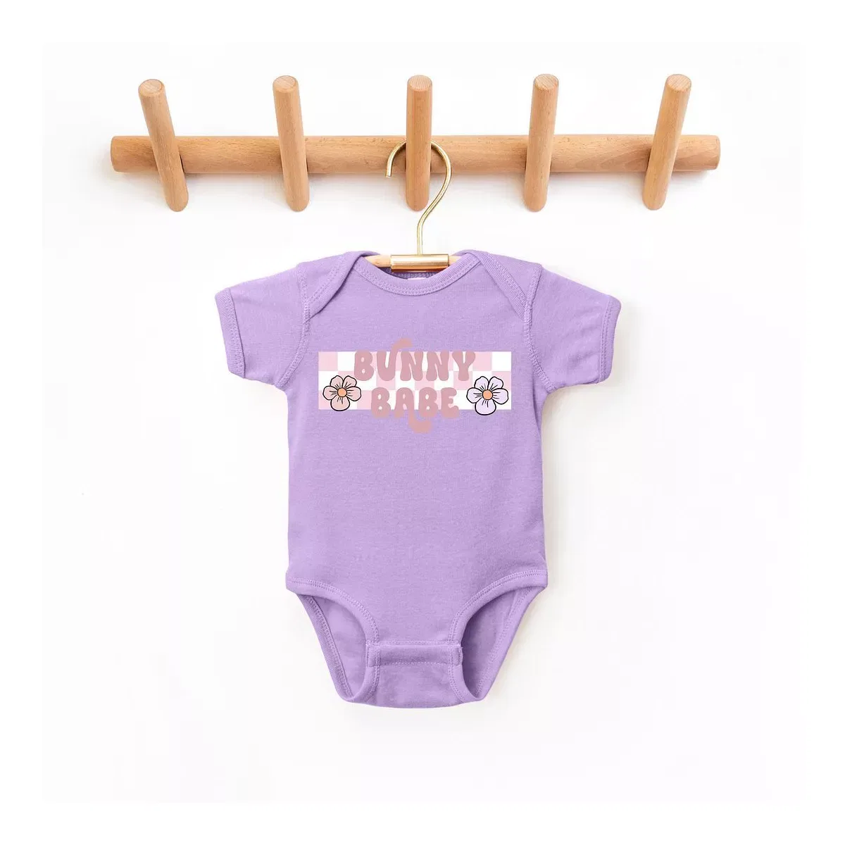 Детское боди для мальчиков с коротким рукавом Bunny Babe Flowers The Juniper Shop, Lavender