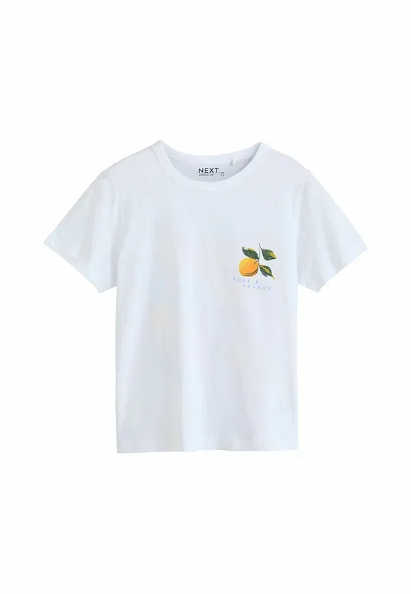 Футболка с принтом Regular fit, модель orange graphic short sleeve t-shirt, Next, белый