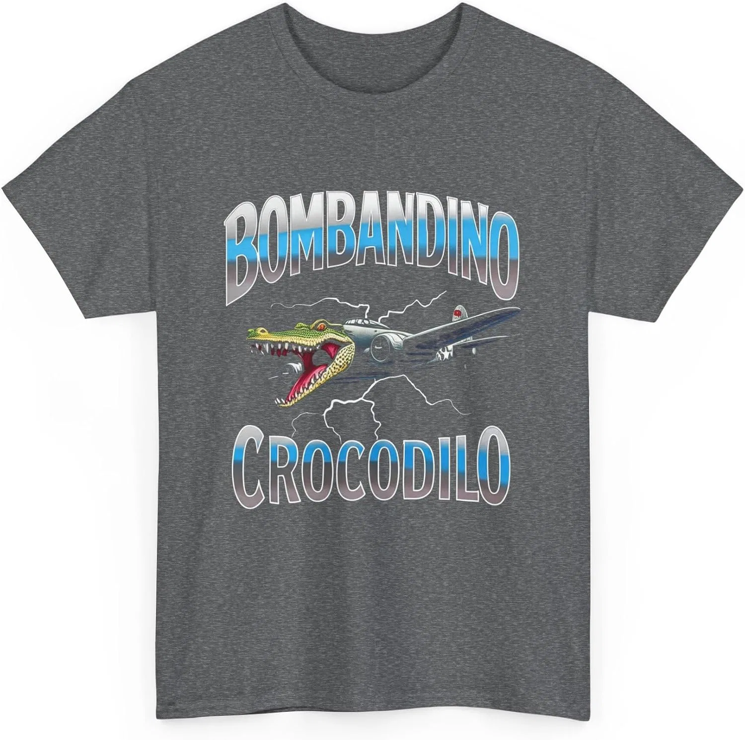 Футболка с принтом Bombandino Crocodilo, графитовый меланж