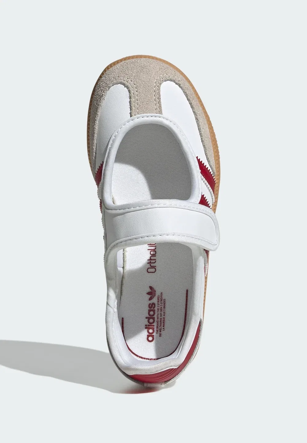 Балетки Samba Jane Ballerina с ремешком на щиколотке Adidas Originals, Cloud White Team Victory Red Gum — фото 3