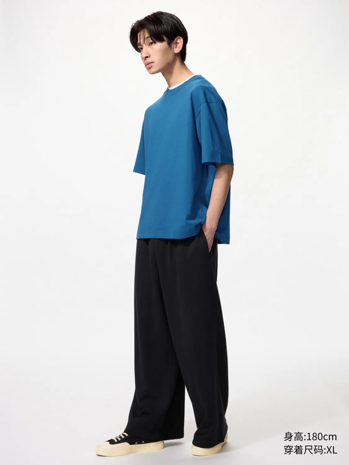 Брюки спортивные широкие Uniqlo, темно-синий — фото 2