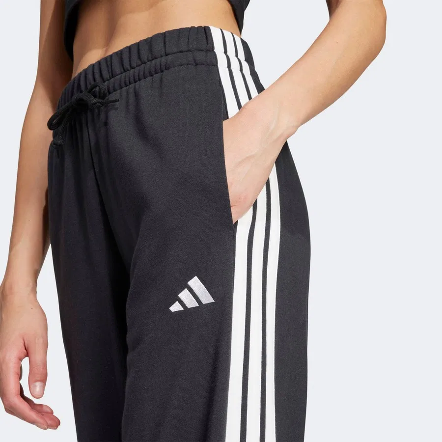 Женские спортивные штаны adidas Essentials 3 Stripes Open Hem French Terry, Черный — фото 4
