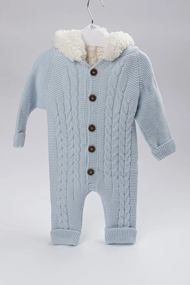 Детский комбинезон из флиса с капюшоном и рисунком Lui Baby, Blue
