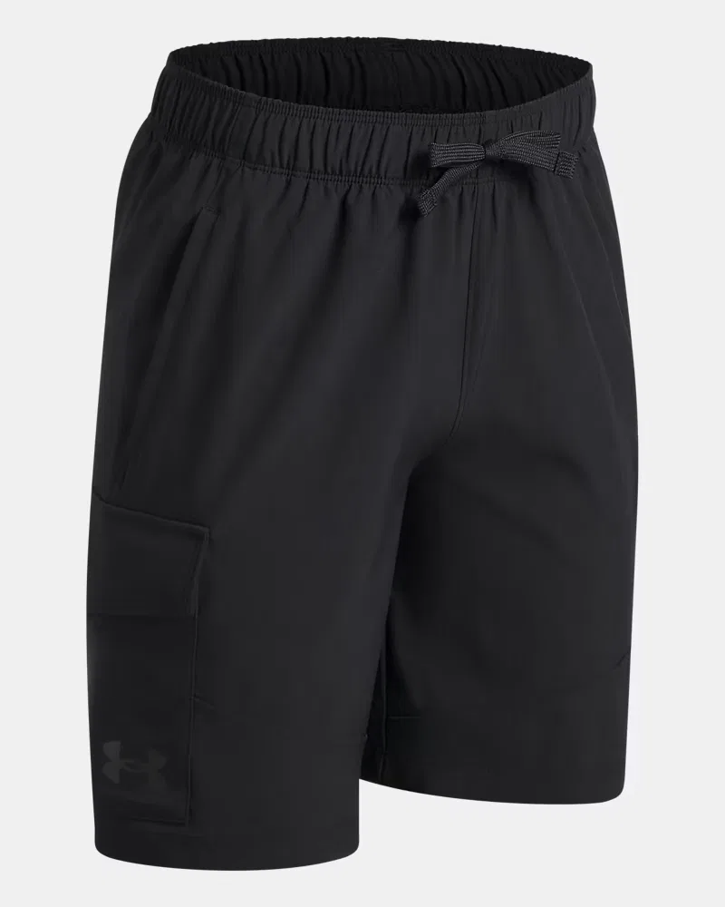 Шорты-карго с длиной по внутреннему шву 18 см, водоотталкивающие UA Tech Woven UnderArmour, Black — фото 3