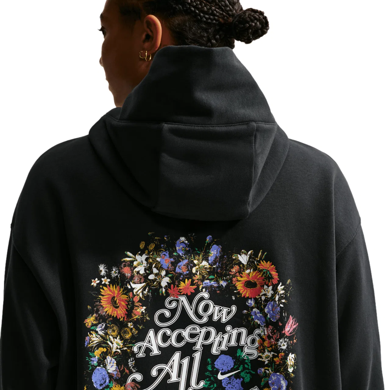 Женское худи Phoenix Fleece OS Pullover Nike, белый/черный — фото 2