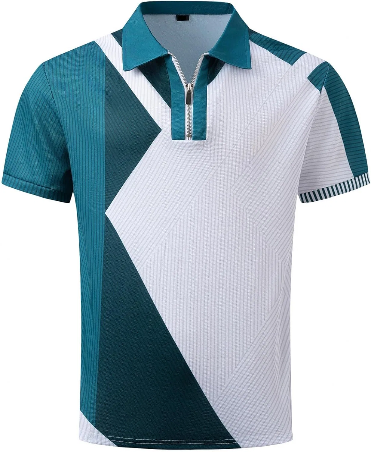 Мужская футболка с четвертью молнией и воротником-лацканом, Lightweight, Green — фото 3