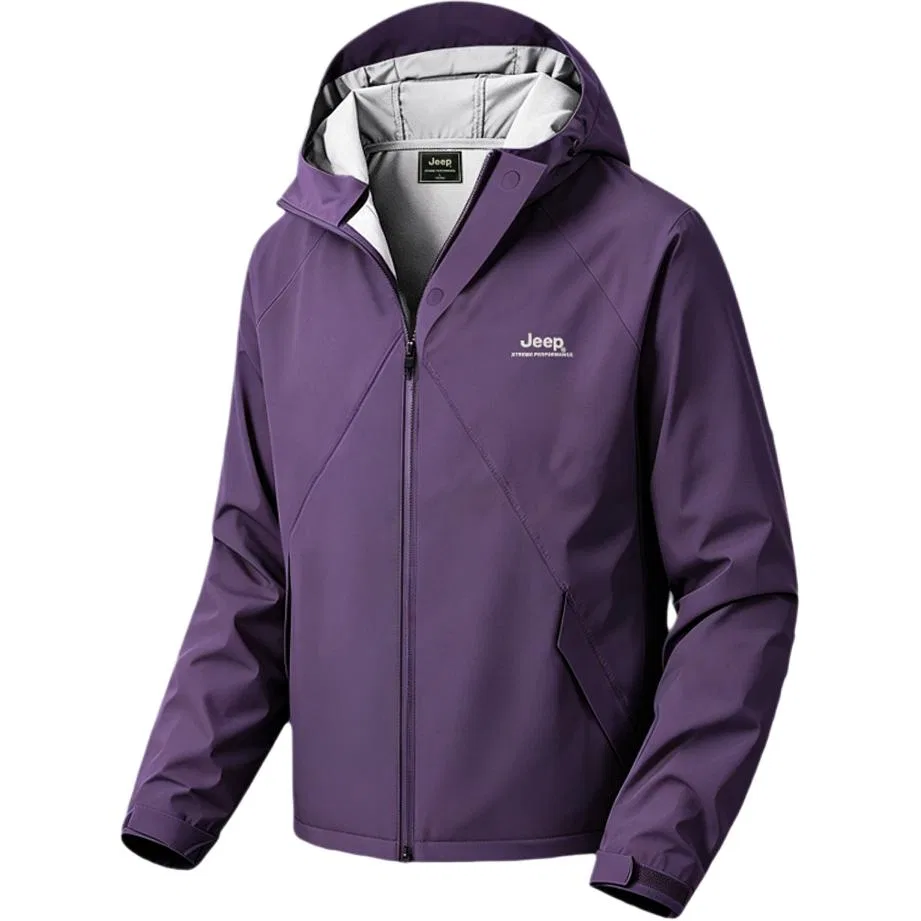 Детский ветрозащитный дождевик с капюшоном Twilight Mountain Purple Jeep