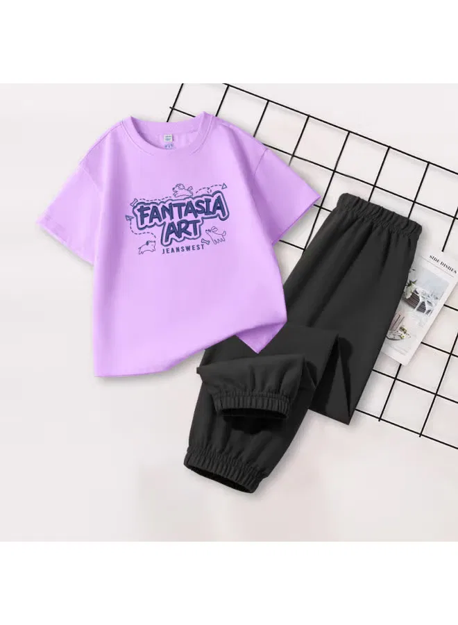 Комплект с коротким рукавом и тонкими брюками от комаров Jeanswest, светло-фиолетовый — фото 2