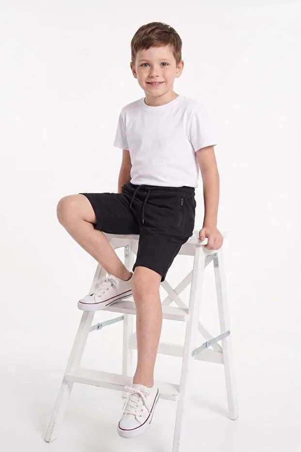 Детские шорты для мальчиков с поясом Fulla Moda, Black