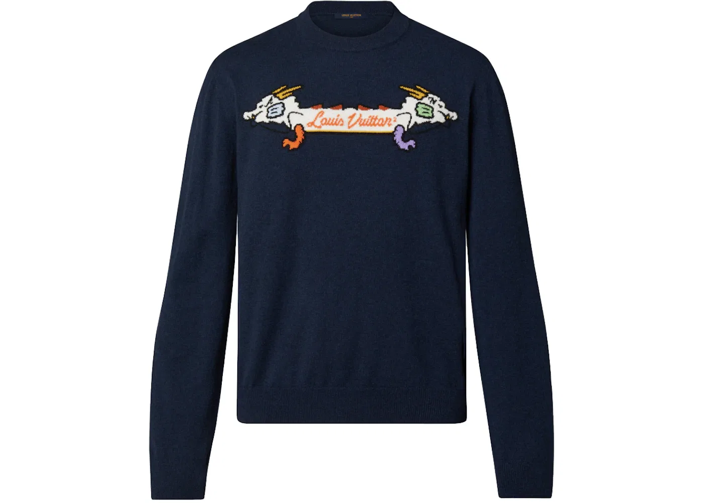 Мужской свитер с интарсией и жаккардовым принтом Louis Vuitton x Nigo, Dark Ocean