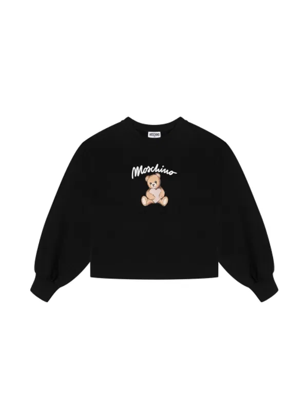 Свитшот детский с логотипом Teddy Heart, Moschino Kids, черный