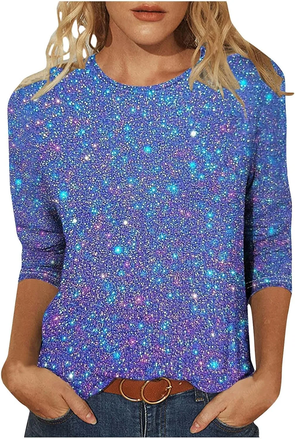 Женская блуза с пайетками Glitter Tees, Multicolor
