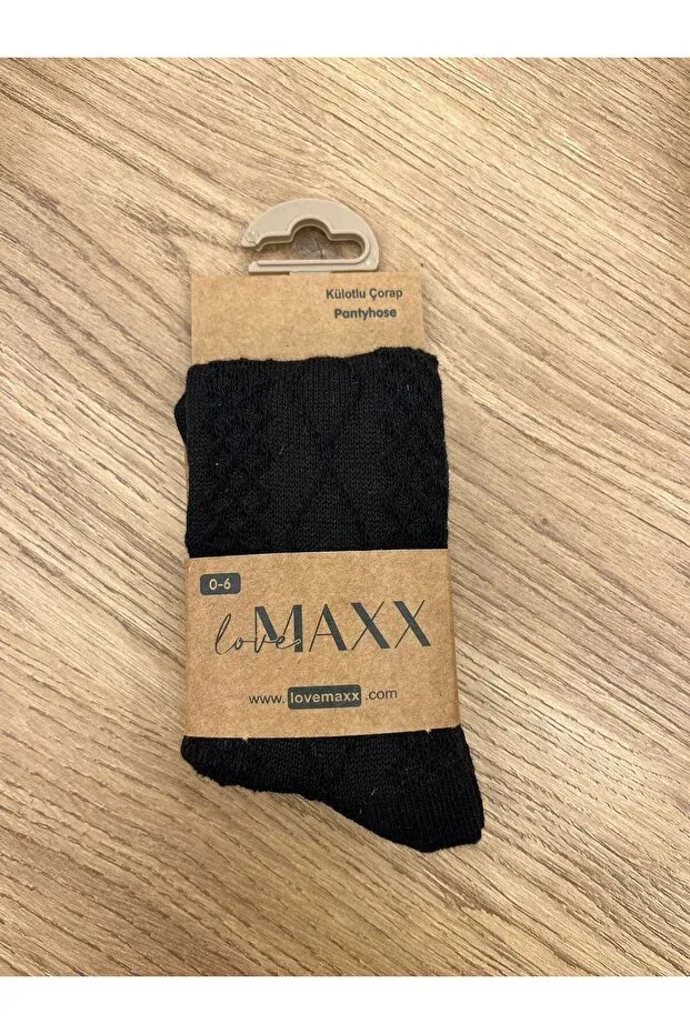 Детские колготки для девочек с принтом Love Maxx, Black — фото 2