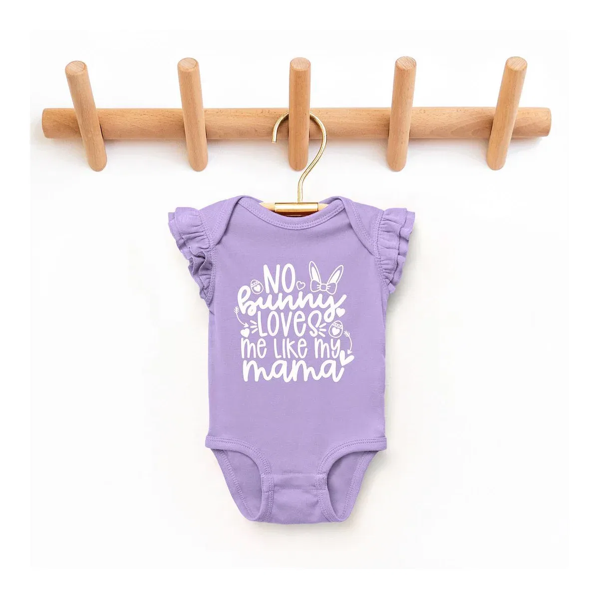 Детское боди с бабочковым рукавом с принтом No Bunny Loves Me Like Mama The Juniper Shop, Lavender