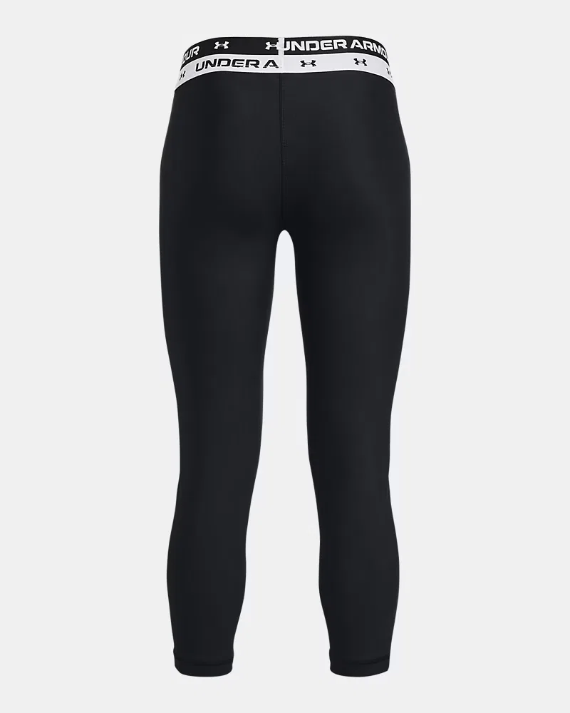 Укороченные леггинсы с внутренним швом 51 см, легкие влагоотводящие HeatGear Armour UnderArmour, Black/White — фото 2