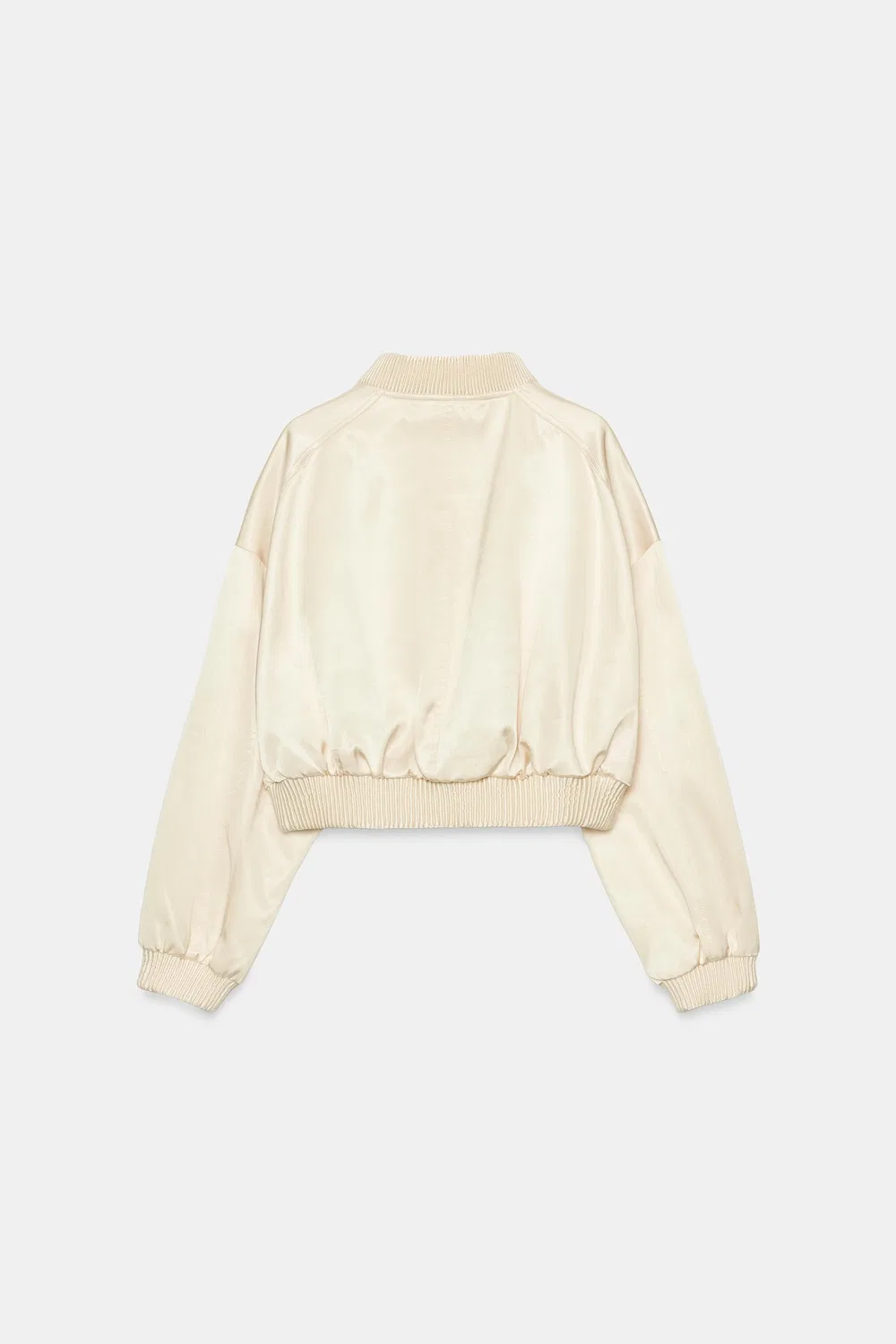 Укороченная атласная куртка-бомбер ZARA, Beige — фото 3