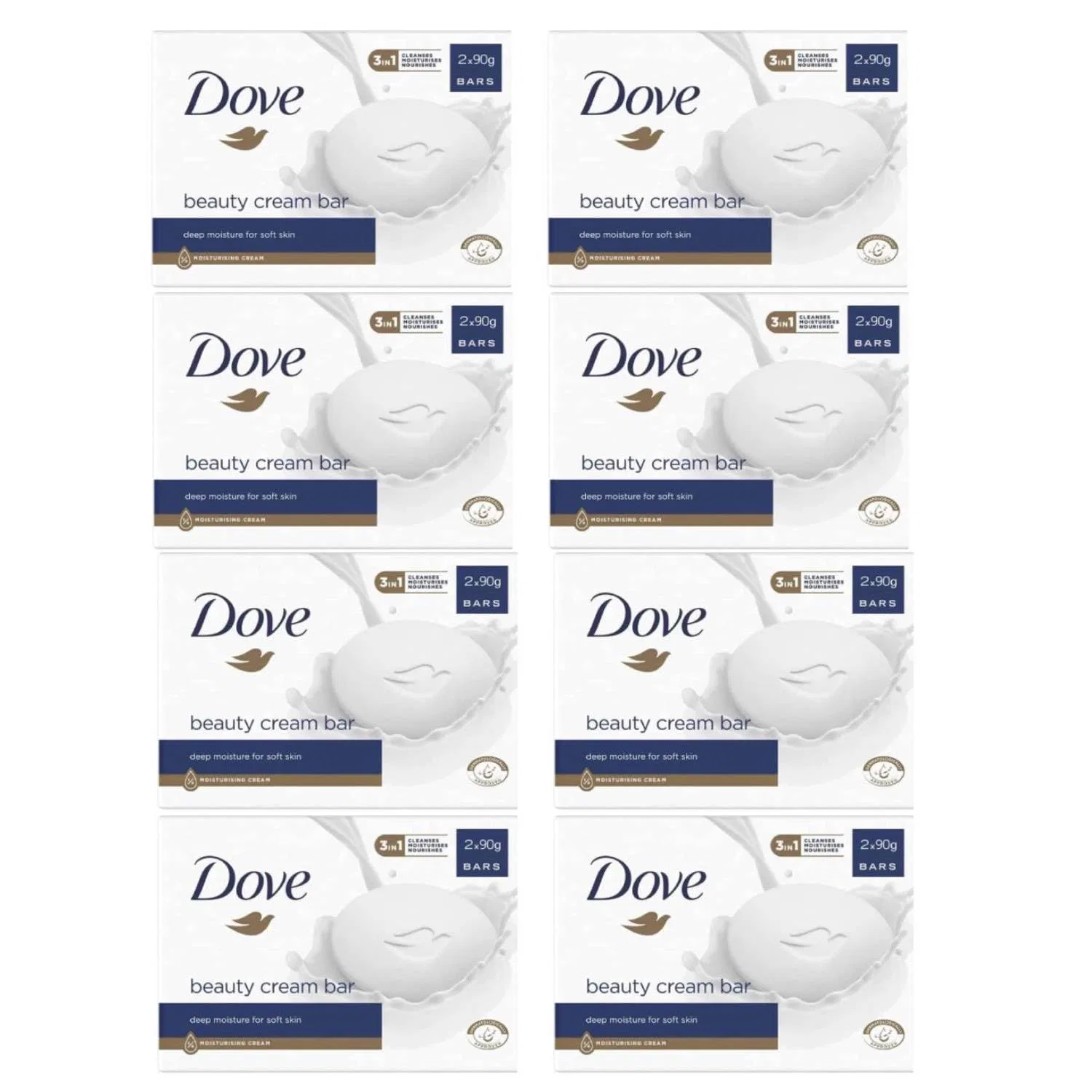 Мыло Dove Beauty Cream Bar, ассорти, 2 x 90 г, 8 шт, Original