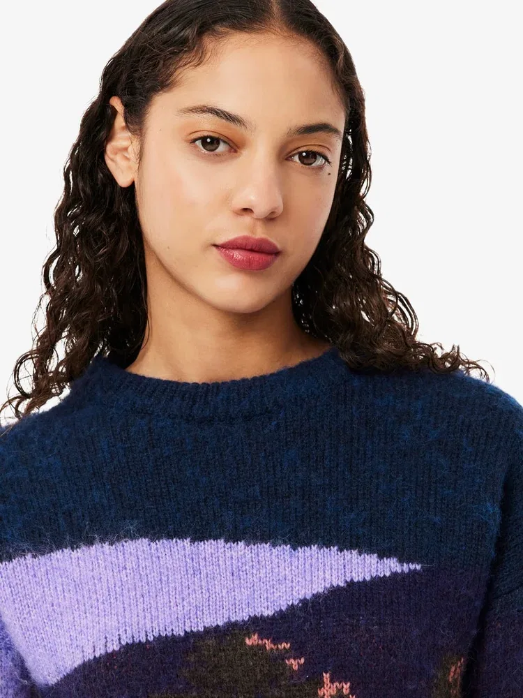 Свитер женский LACOSTE Purple, с круглым вырезом, из шерсти и альпаки — фото 2