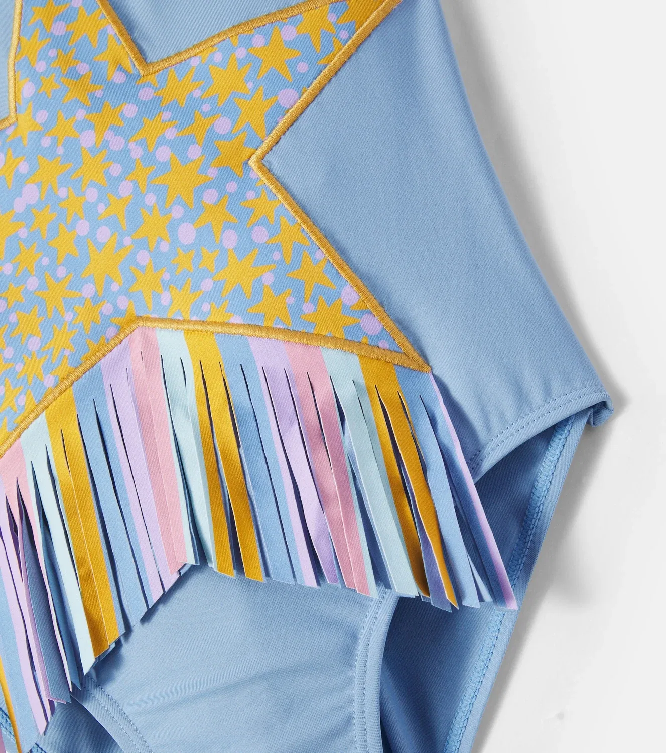 Раздельный купальник с бахромой и вышивкой Stella Mccartney Kids, синий — фото 3