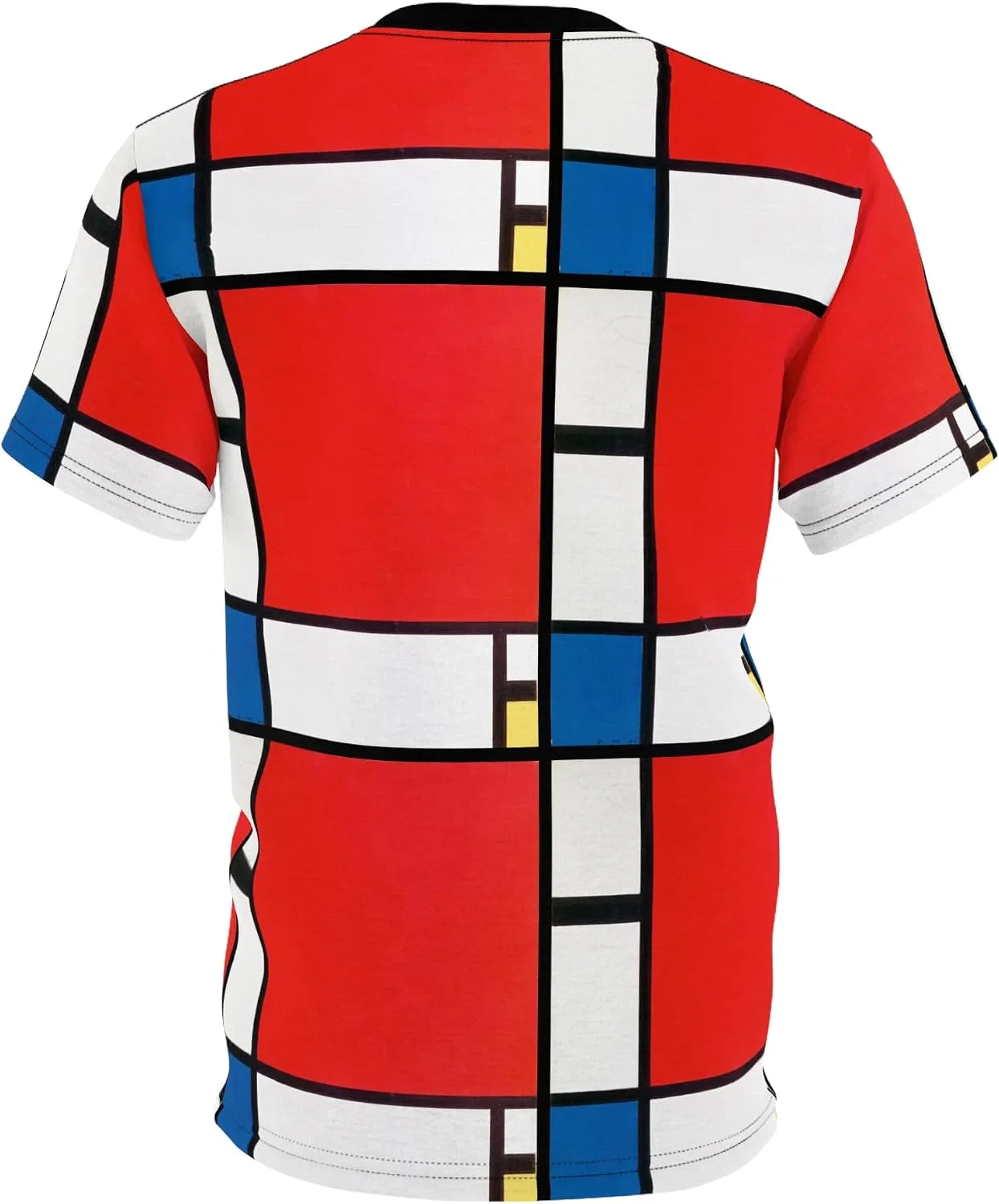 Унисекс футболка с принтом Mondrian Composition 2, Black Stitching — фото 3