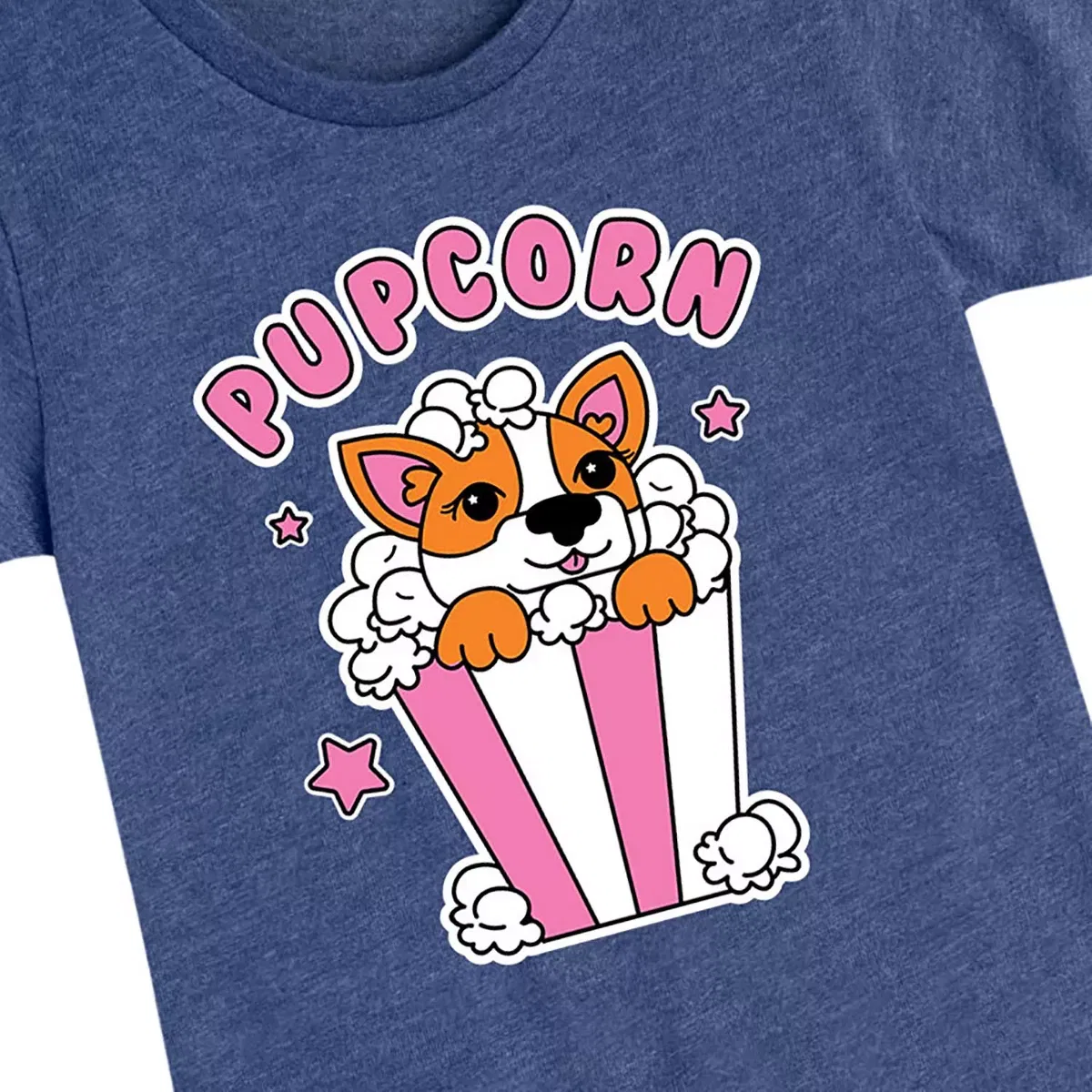 Детское футболка для девочек с принтом Pupcorn Instant Message, Heather Navy — фото 2