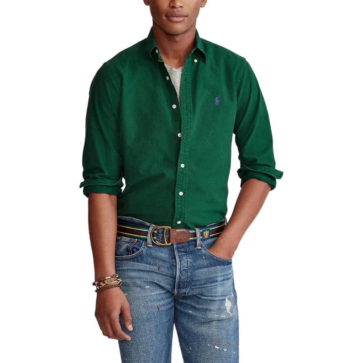 Рубашка Classic Version мужская Polo Ralph Lauren, Turquoise Green — фото 4