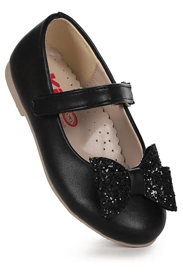Детские балетки для девочек с бантом Kiko Kids, Black