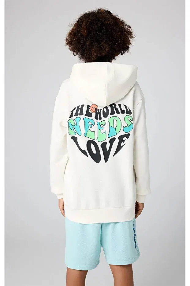 Детское худи для девочек хлопковая Eco future hooded sweatshirt organic cotton beige Champion, Beige — фото 2