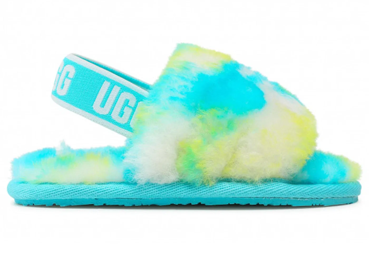 Детские тапочки-шлепанцы с мехом UGG Fluff Yeah Slide, Oasis Blue