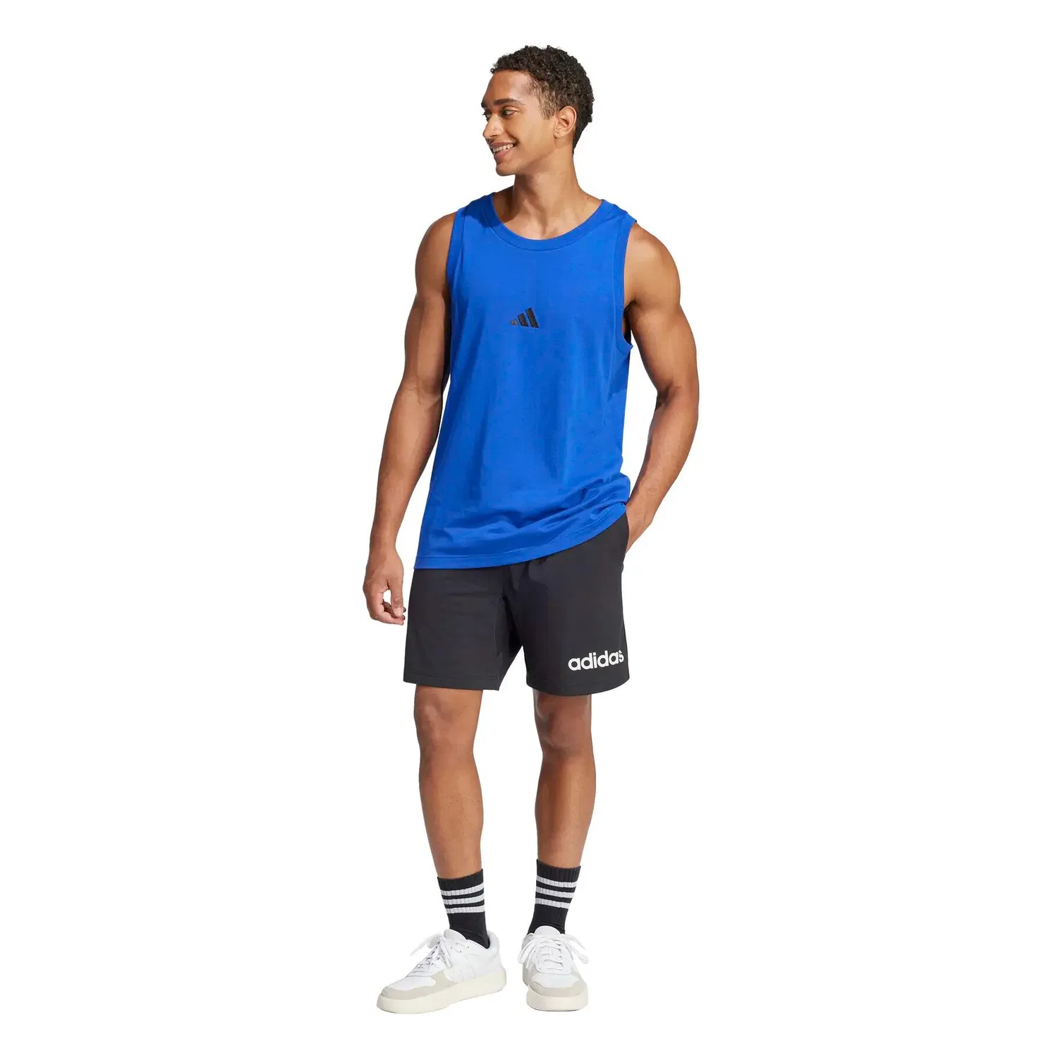 Мужская майка без рукавов с логотипом Adidas, Цвет BLAU / SCHWARZ — фото 2