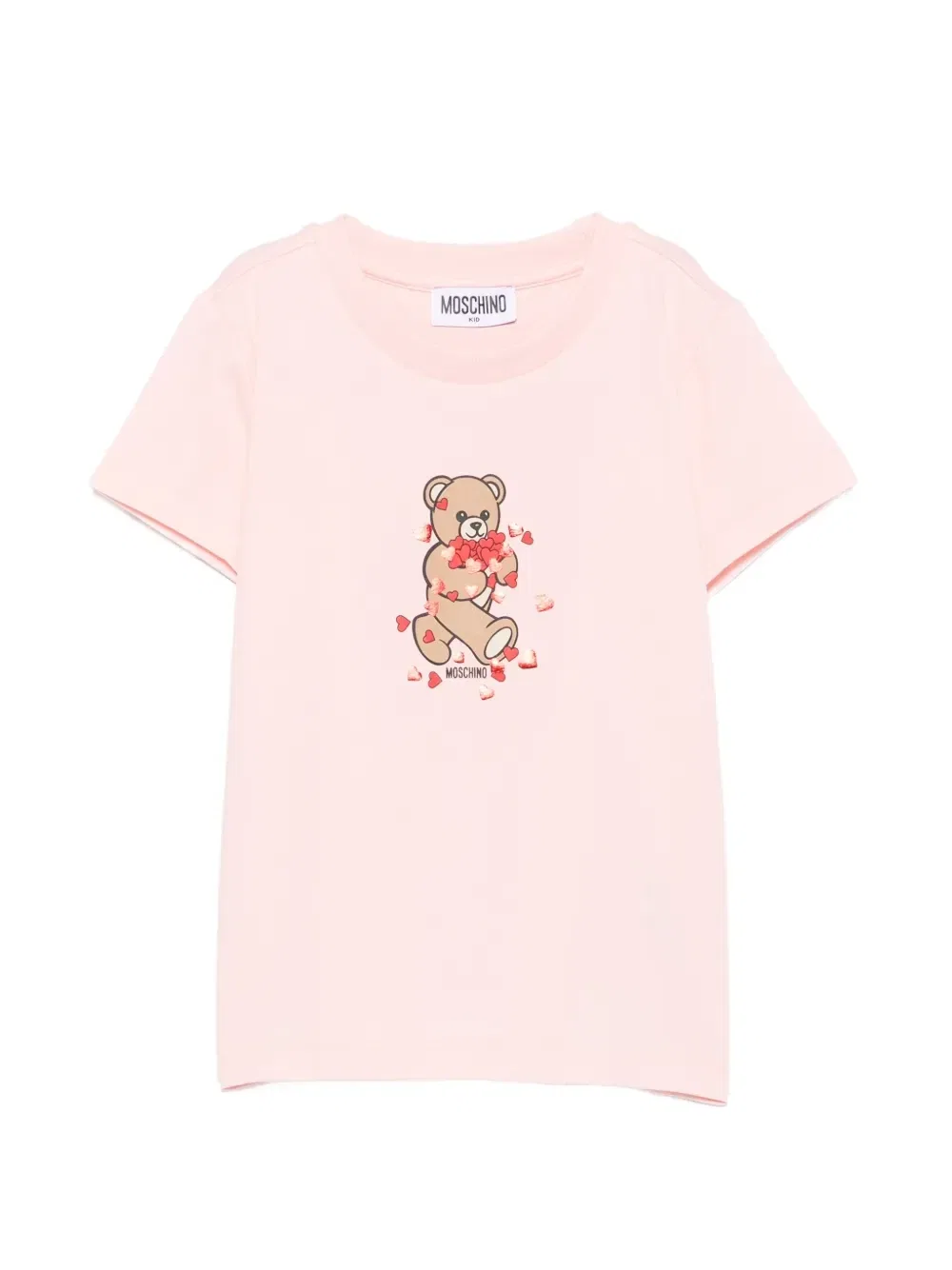 Футболка с принтом "сердечки и мишка Тедди" Moschino Kids, розовый