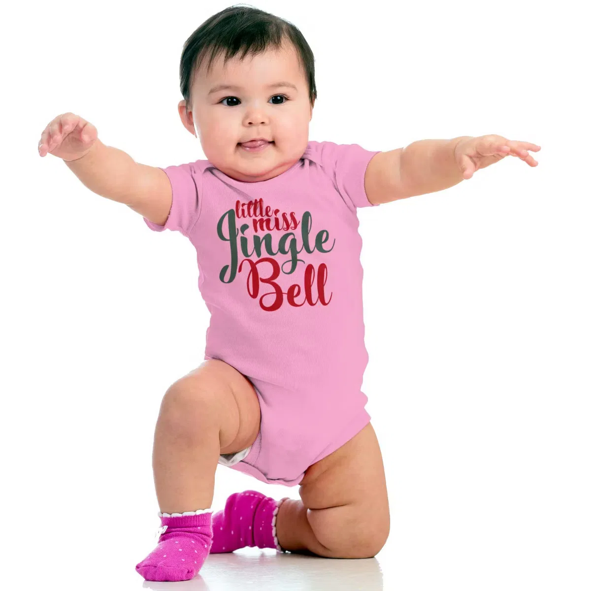 Боди-комбинезон с коротким рукавом Little Miss Jingle Bell Brisco Brands, Pink — фото 4