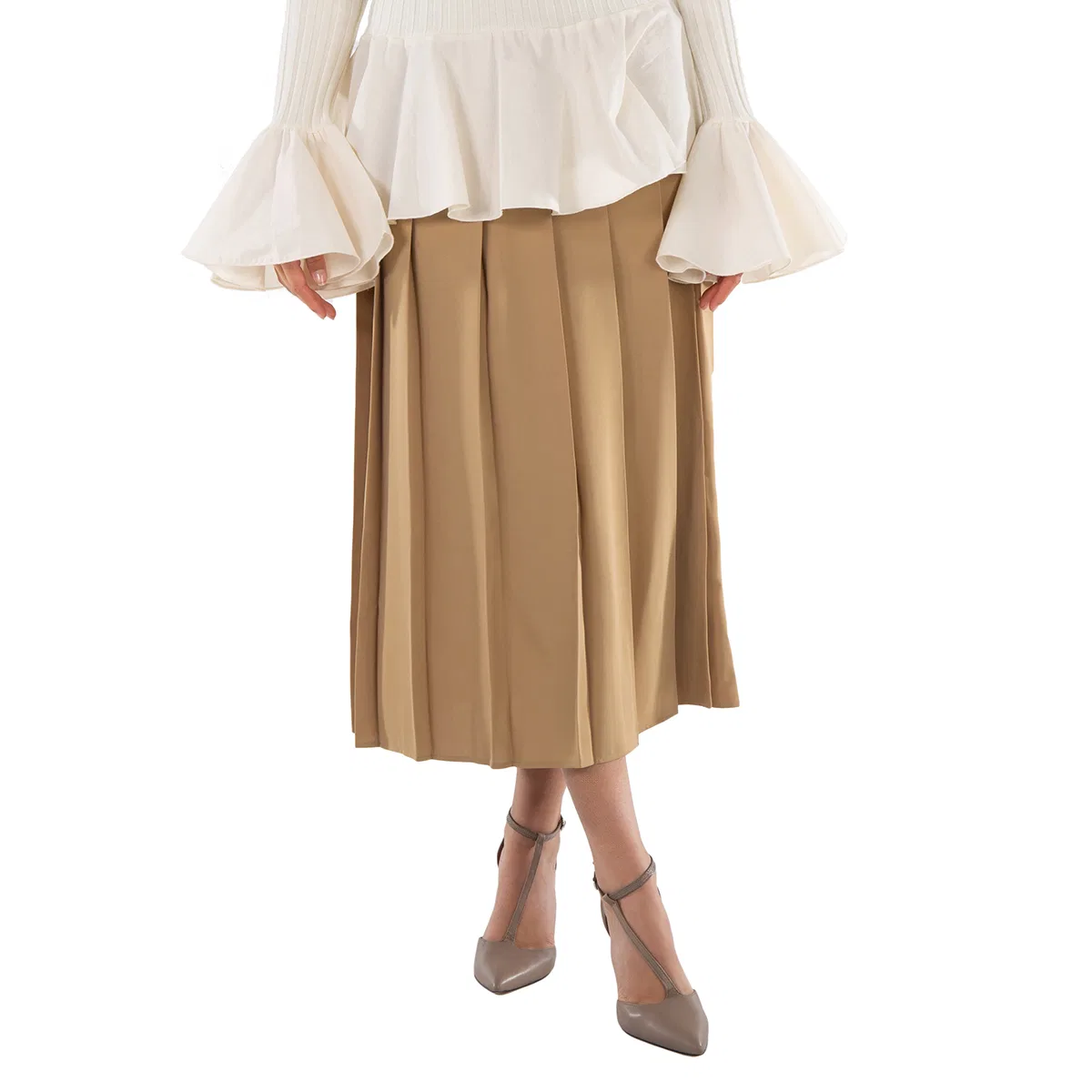 Юбка миди с крупными складками Polo Ralph Lauren, Classic Camel