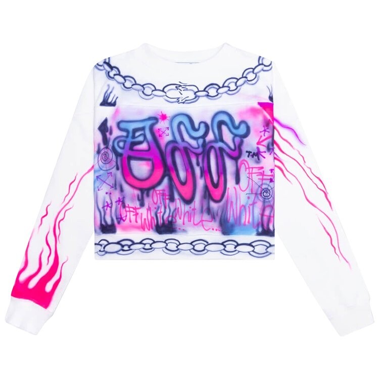 Толстовка Off-White Babybrush Contour Crewneck 'White/Multicolor', белый — фото 2