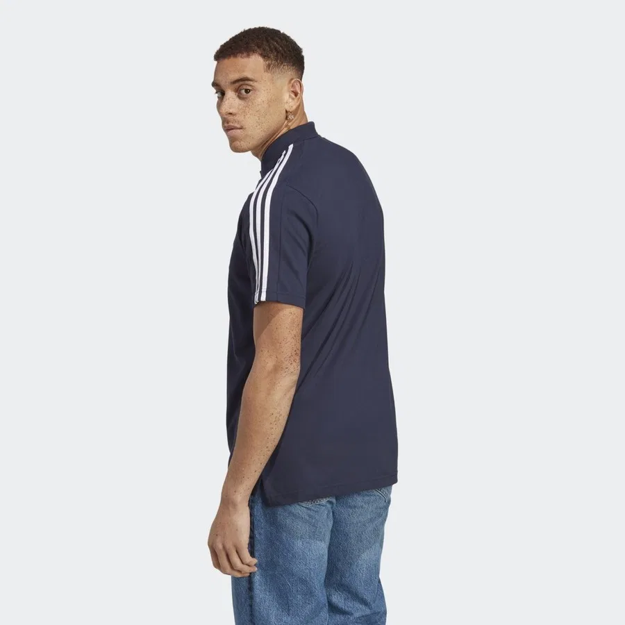 Поло с длинным рукавом adidas Sportswear IC9311 Essentials Piqué Embroidered Small Logo 3-Stripes, Сине-белый — фото 2