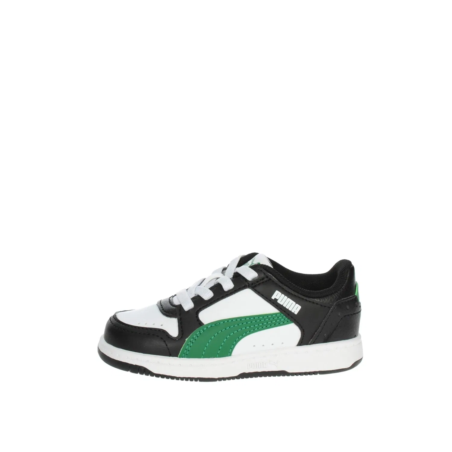 Детские кроссовки для мальчиков с эластичной шнуровкой Rebound Joy Lo AC PUMA, White Black Green