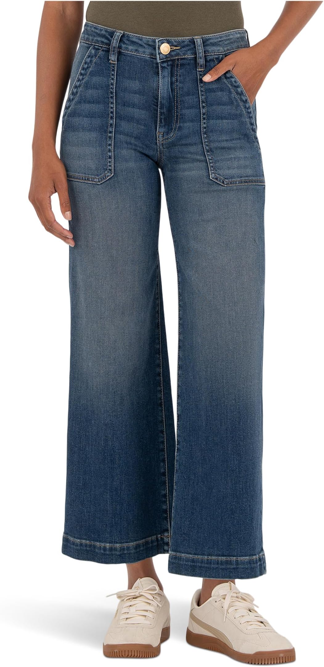 

Женские джинсы Charlotte с высокой посадкой и широкими штанинами, отбивные из свинины, со светоотражающими элементами KUT from the Kloth, Reflective