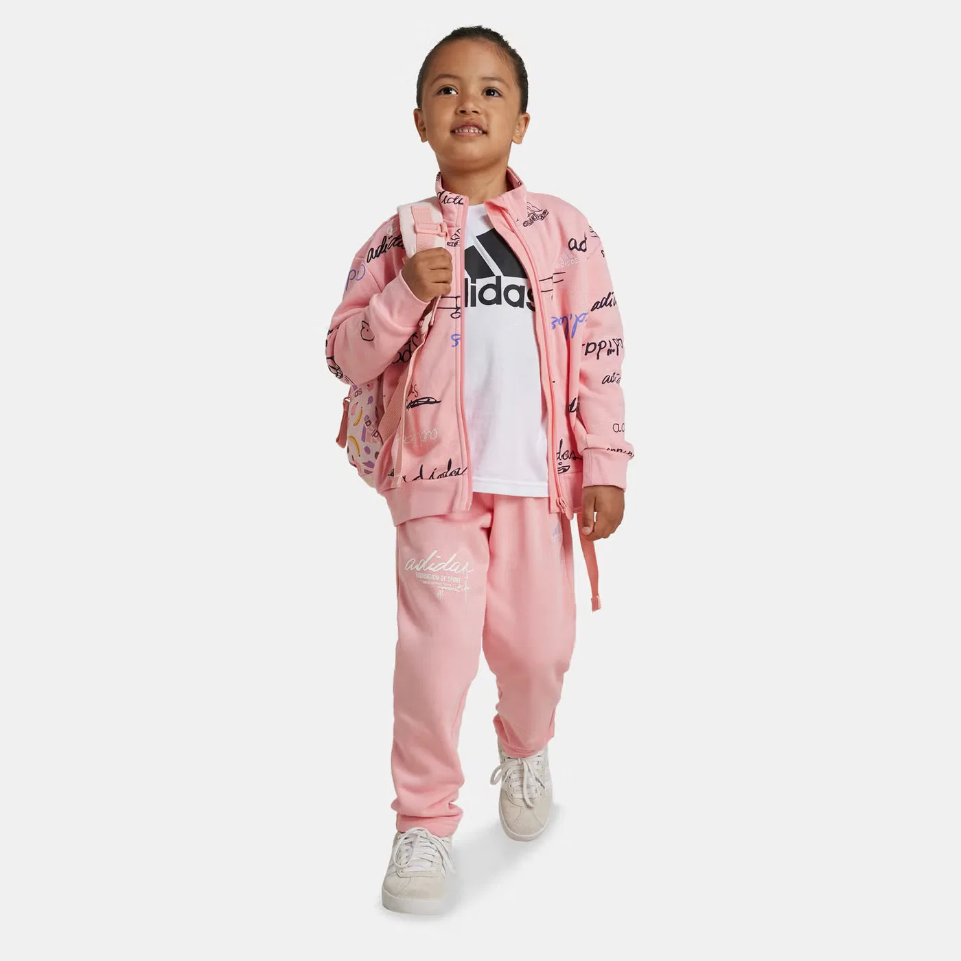 Комплект детский с принтом Brand Love Adidas, розовый — фото 3