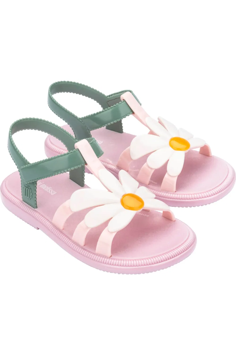 Сандалии детские с цветочным декором Mini Hip Bloomy Mini Melissa, Metallic Pink/Green