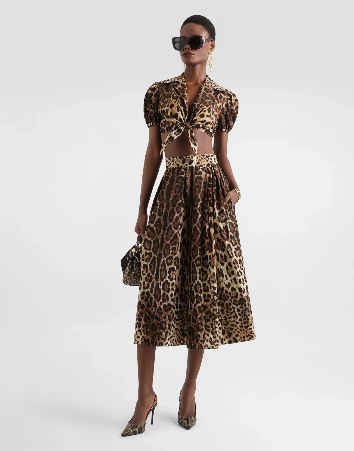 Поплиновая рубашка с леопардовым принтом Dolce & Gabbana, коричневый — фото 2