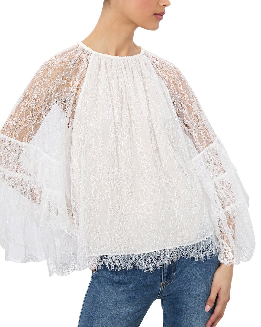 

Топ-туника Delia Ruffle Angel Sleeve с рукавами Элис и Оливии Alice + olivia, белый