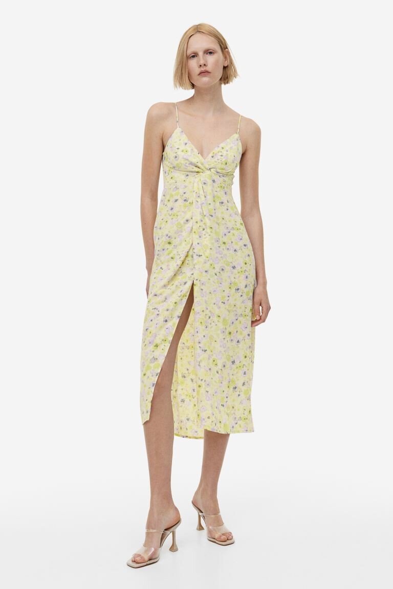 

Платье с V-образным вырезом H&M, светло-желтый/цветочный