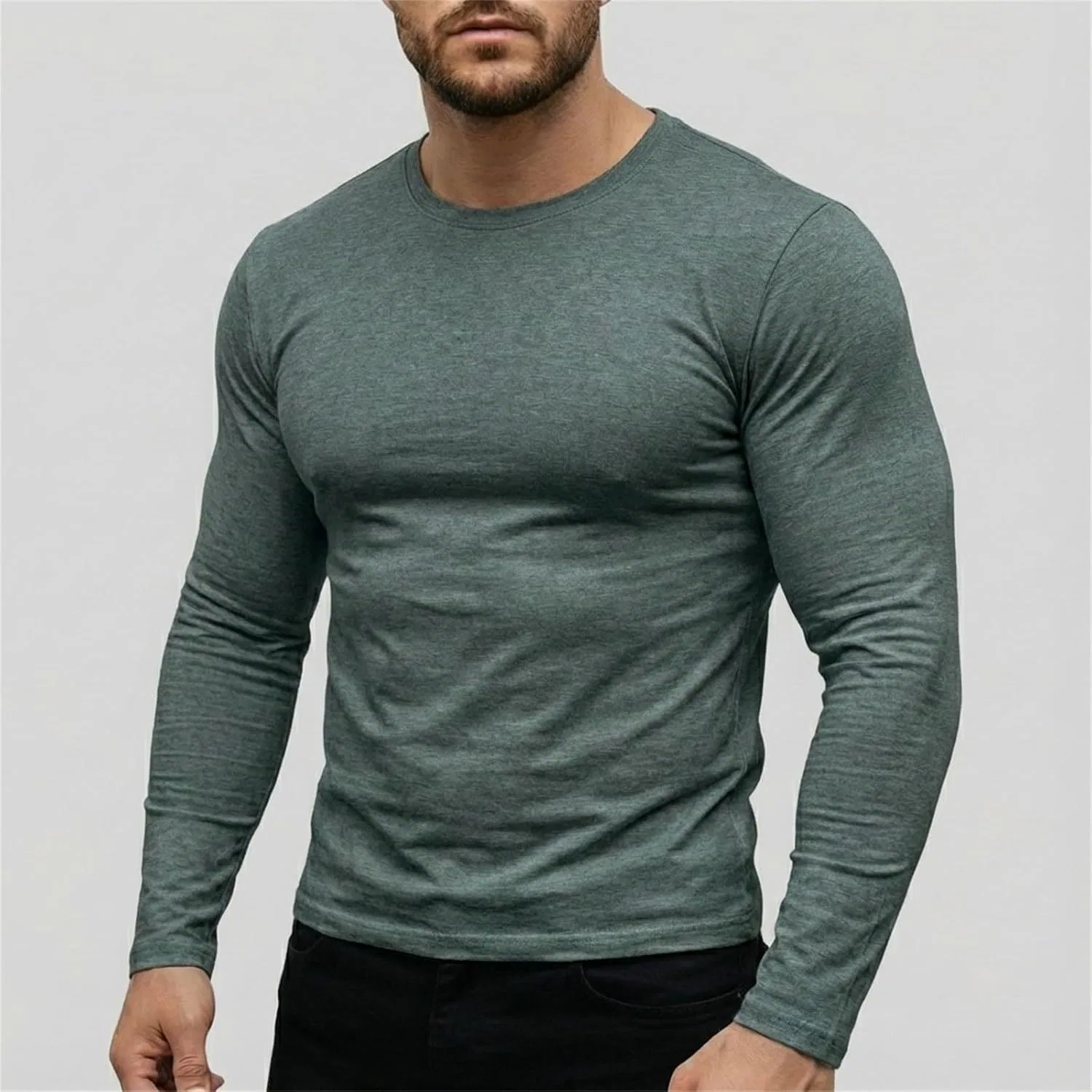 Мужская компрессионная футболка для фитнеса Athletic Base Layer, Blackish Green — фото 2