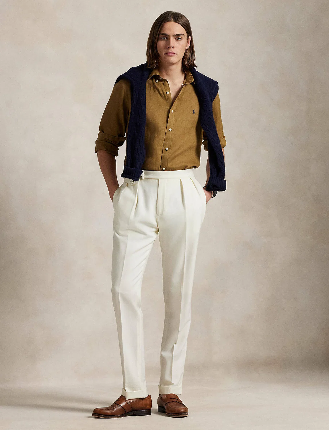 Рубашка льняная с длинным рукавом Polo Ralph Lauren, Cammello — фото 3