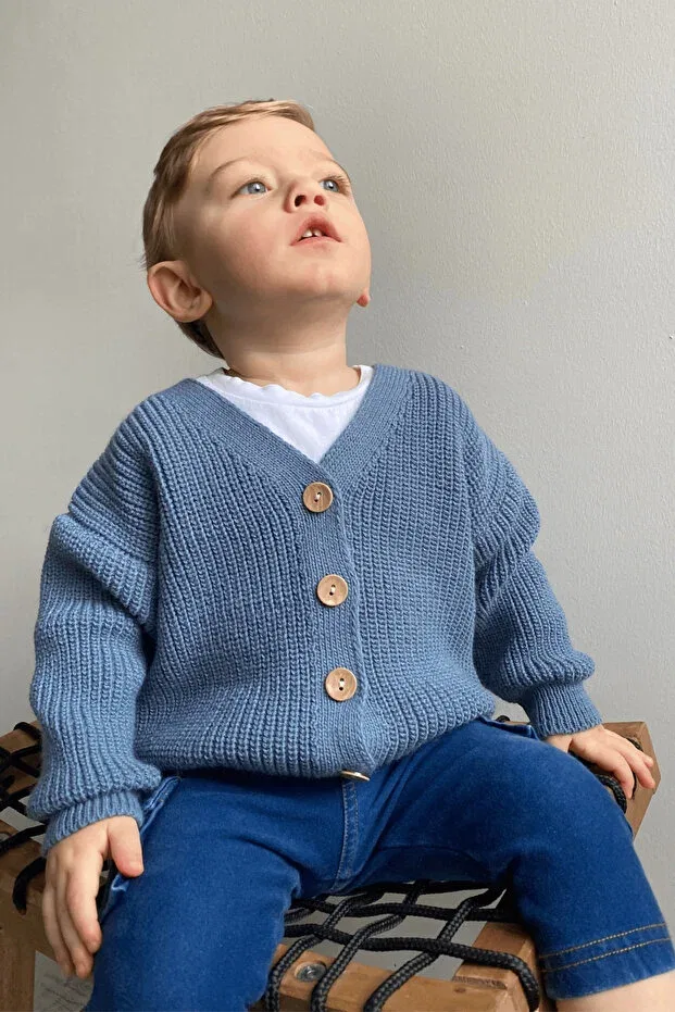 Детский кардиган оверсайз Babily, Indigo — фото 3