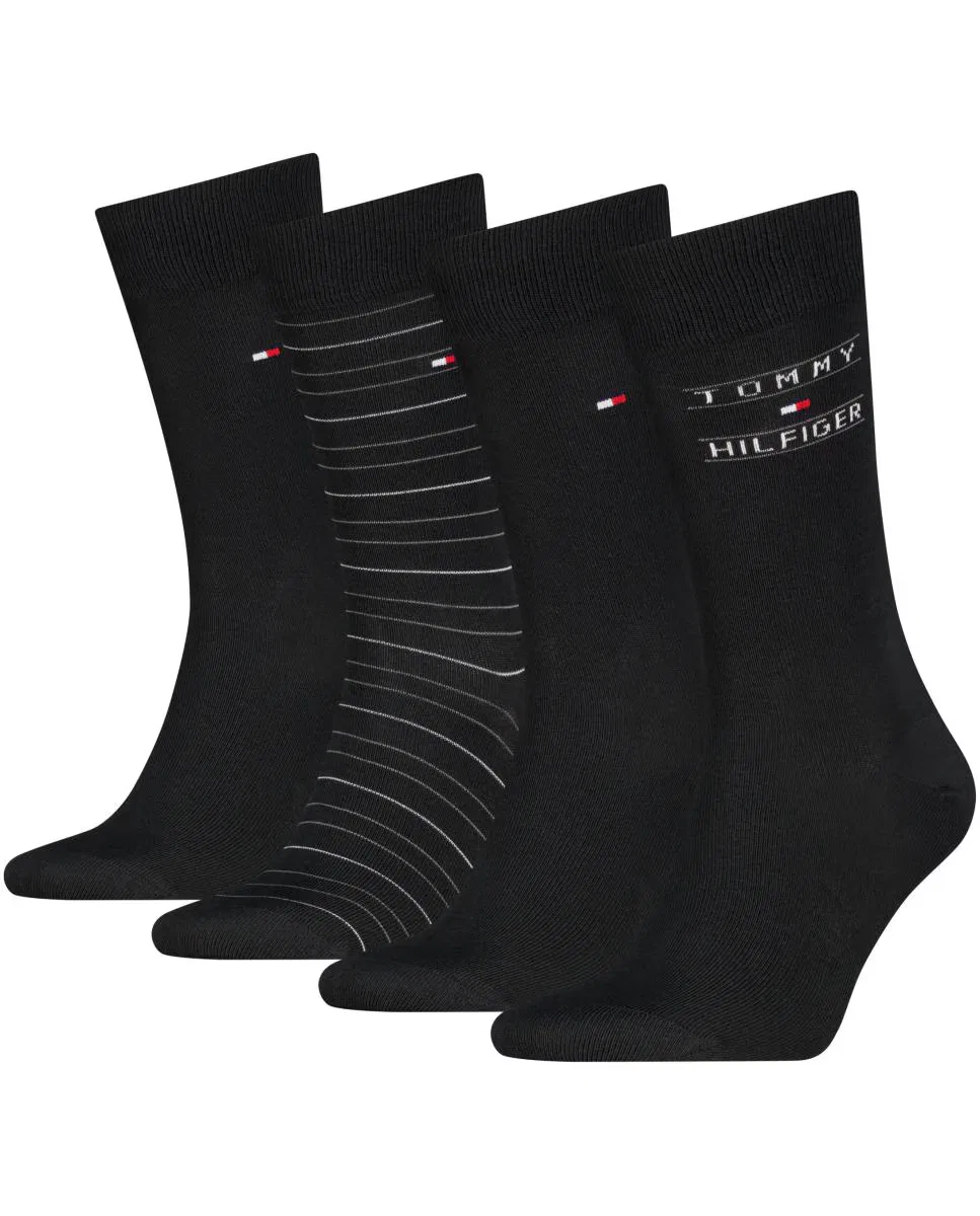 Мужские носки, комплект из 4 шт., Clásicos, Tommy Hilfiger, черный — фото 2