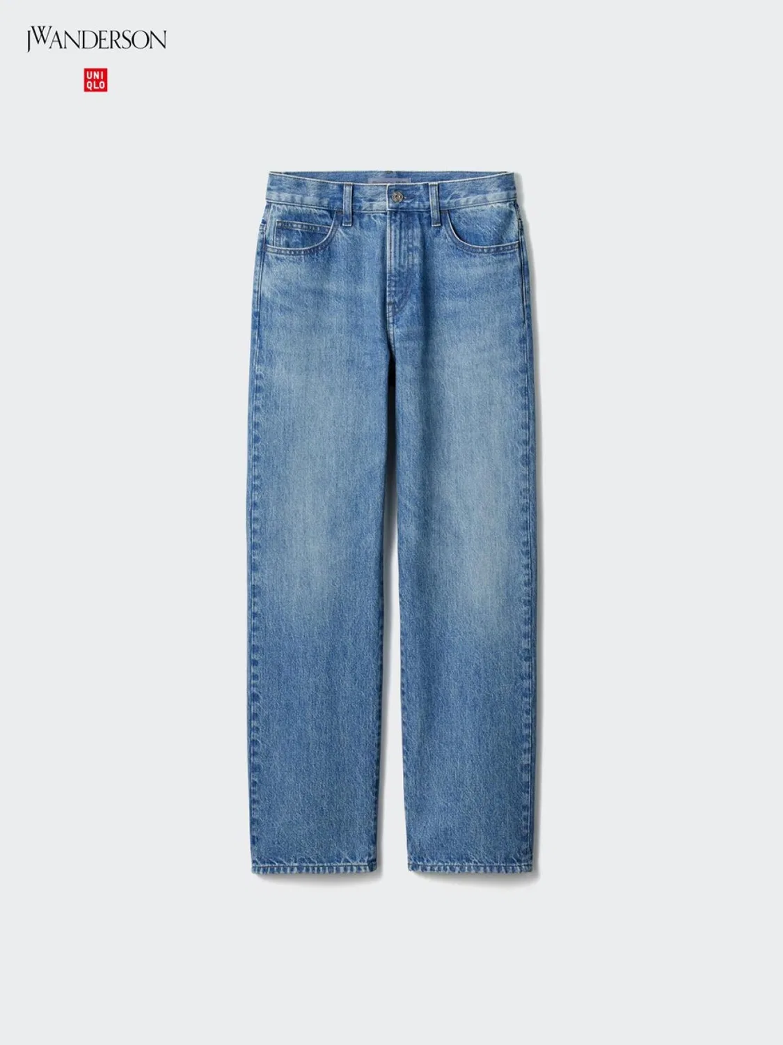 Джинсы прямые со средним поясом Uniqlo, синий