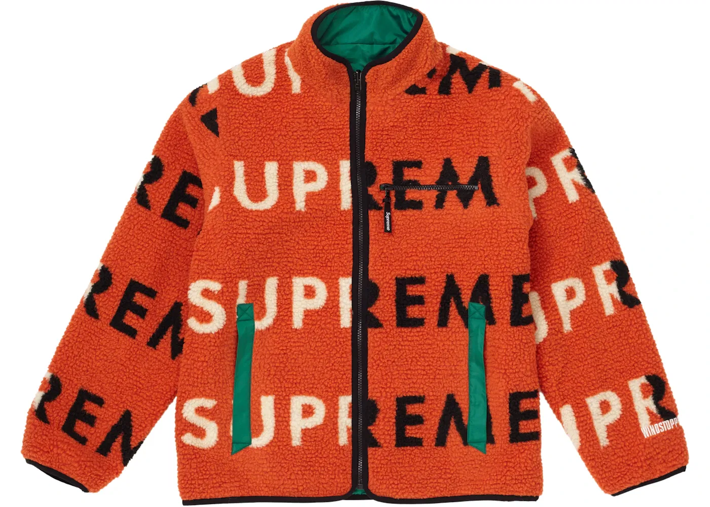 Мужская куртка флисовая двусторонняя с логотипом Supreme, Orange