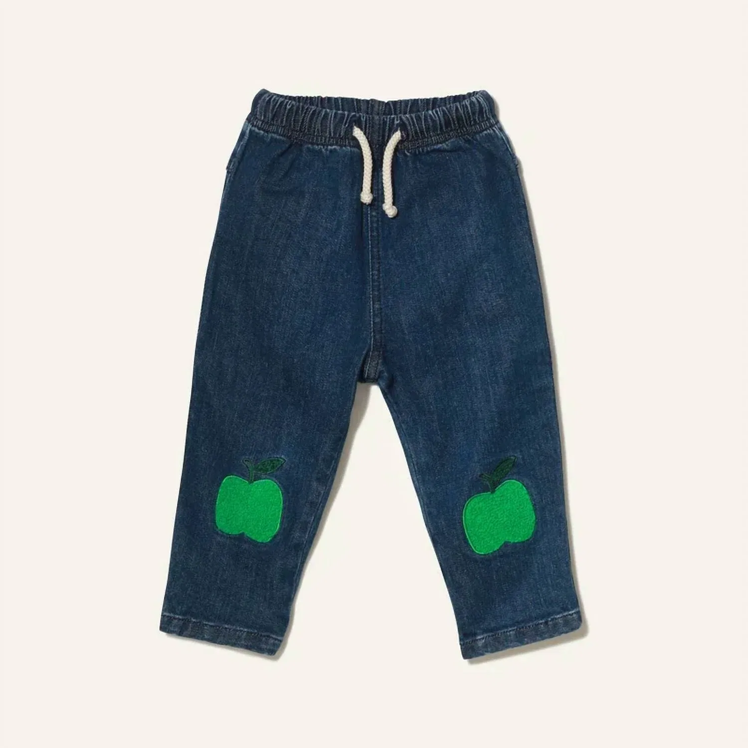 Детские джинсы с вышивкой Recycled Cotton зеленый Apple Patch Mon Coeur, синий — фото 2